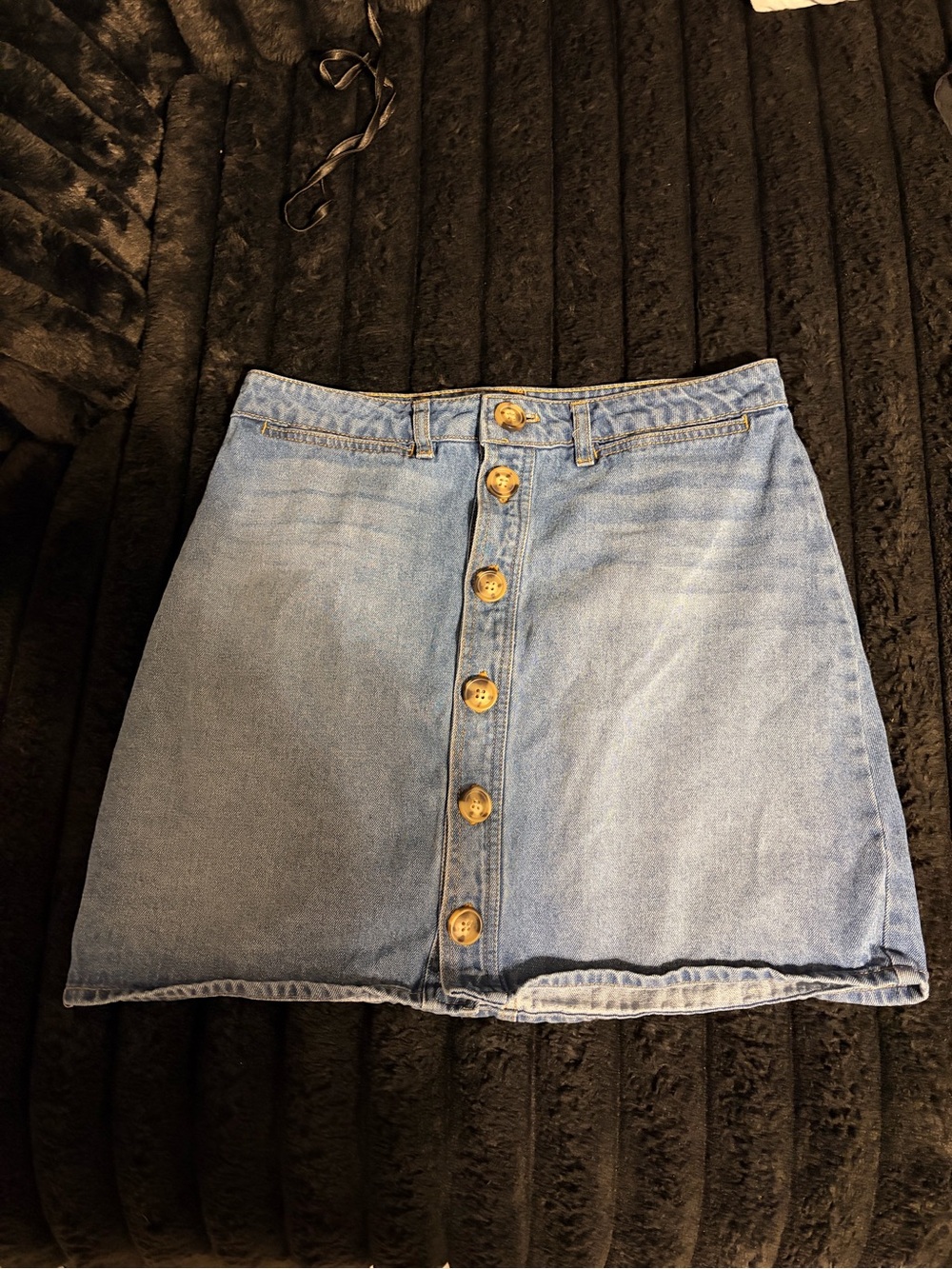 Harper Light Blue Denim Button-Front Mini Skirt
